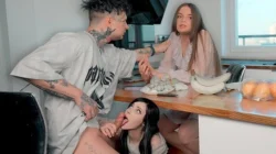 The guy almost in front of the girl is cheating on her friend